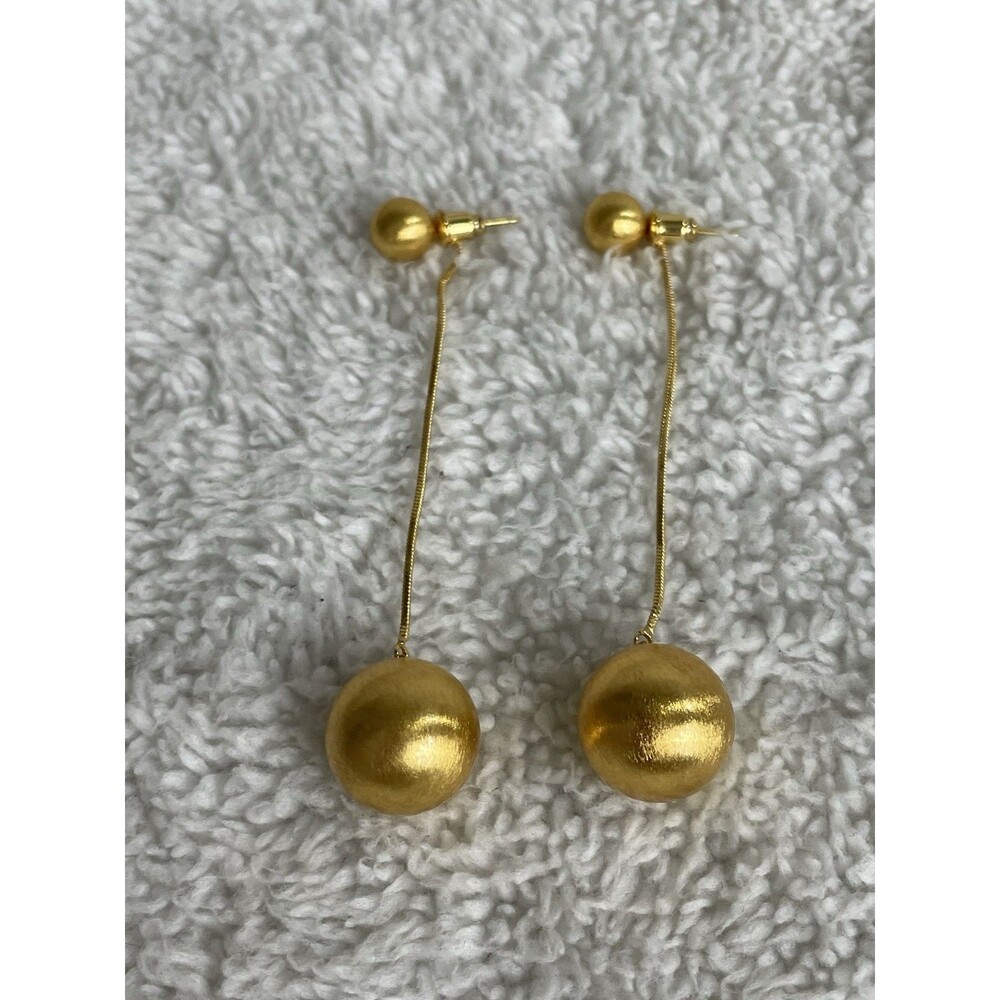 Lisa Lerch Madi Earrings Brushed Gold Drop Minimalist Modernist Beautiful!